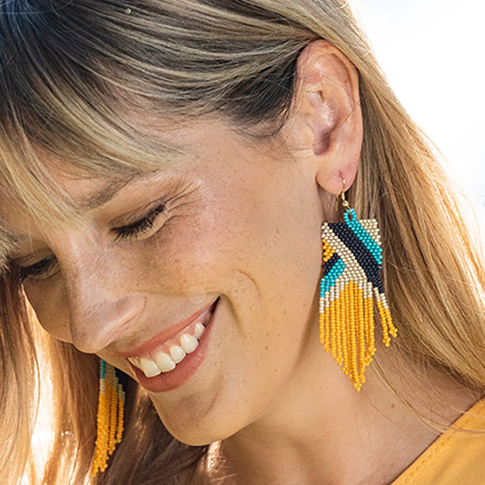 Buy Vientiq Yellow Beaded Tassel Earrings at Amazon.in